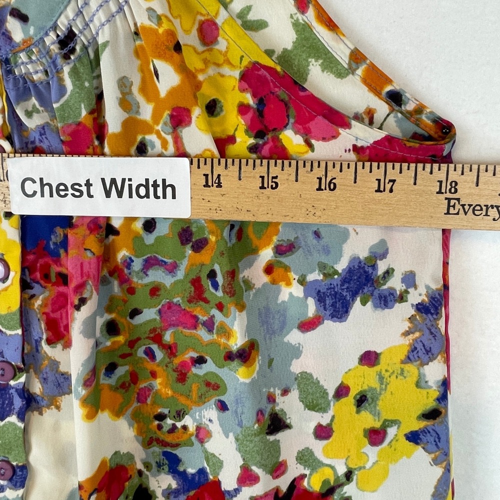 Gibson Womens Floral Watercolor Halter Top Sleeveless Blouse Multi Color Small - Picture 7 of 7